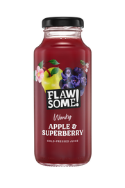 Flawsome Apple Superberry Juice – 12 × 250 ml cold-pressed juice blending crisp apple with antioxidant-rich berries; ideal for wholesale to cafés and retailers