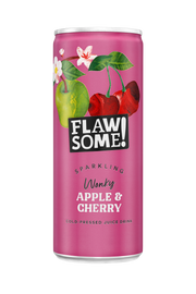 Flawsome Sparkling Sweet & Sour Apple Cherry – 24 × 250 ml cold-pressed juice with tangy apple and sweet cherry; perfect for wholesale to cafés and juice bars