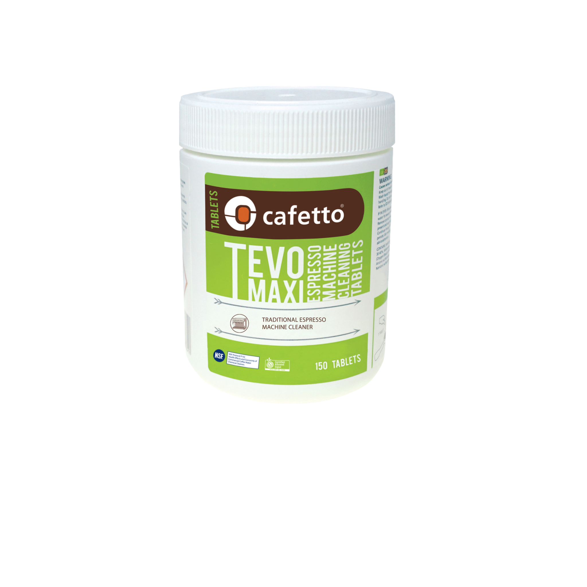 Cafetto Tevo Maxi Tablets – 450 g of eco-friendly cleaning tablets designed for thorough espresso machine cleaning; ideal for cafés, coffee shops, and wholesale barista equipment maintenance