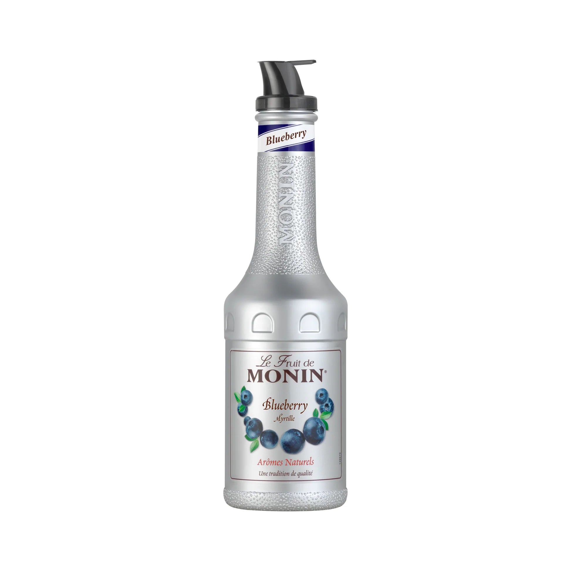 Monin Blueberry Purée – 1 L rich and fruity blueberry purée, perfect for crafting vibrant smoothies, cocktails, frappés, milkshakes, dessert sauces, and mocktails; ideal for wholesale supply to cafés, juice bars, and restaurants