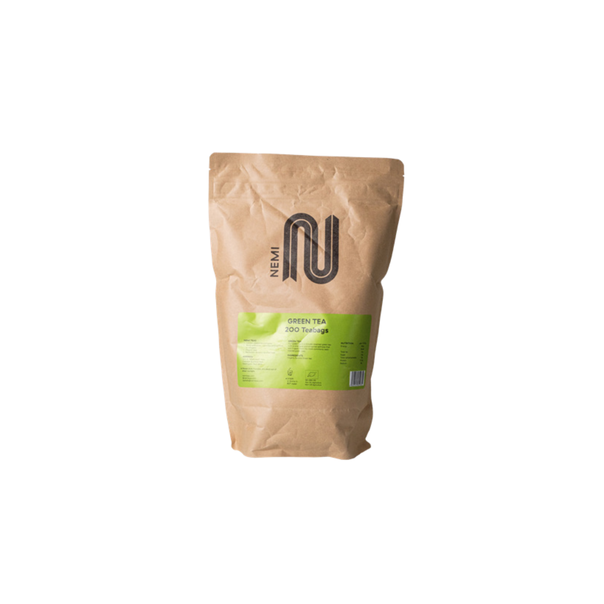 Nemi Green Tea Teabags – bulk pack of 200 smooth and antioxidant-rich green tea bags; ideal for high-volume service in cafés, restaurants, hotels, and wholesale hospitality venues