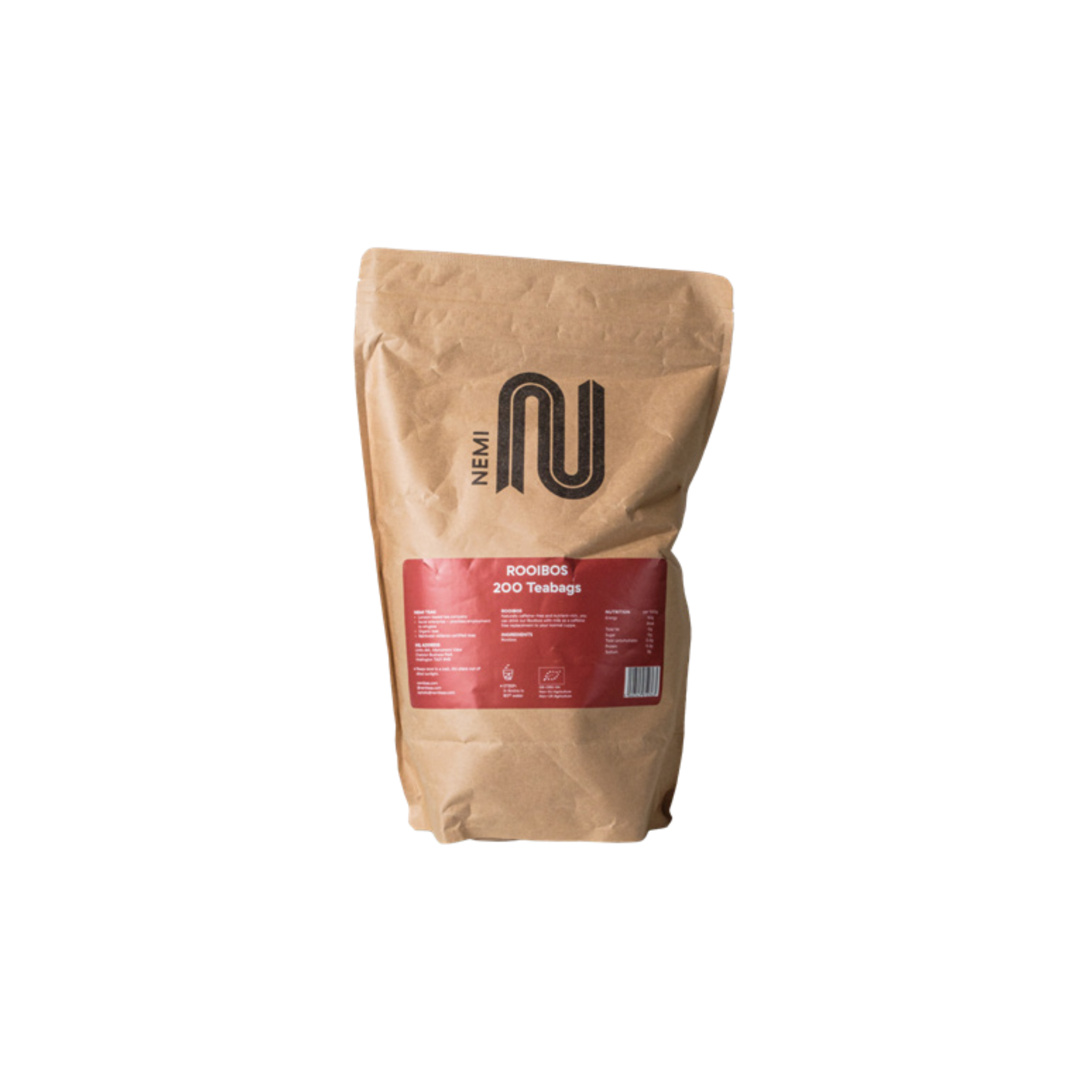 Nemi Rooibos Teabags – bulk pack of 200 naturally caffeine-free rooibos tea bags with a smooth, earthy flavour; perfect for high-volume service in cafés, hotels, restaurants, and wholesale tea menus