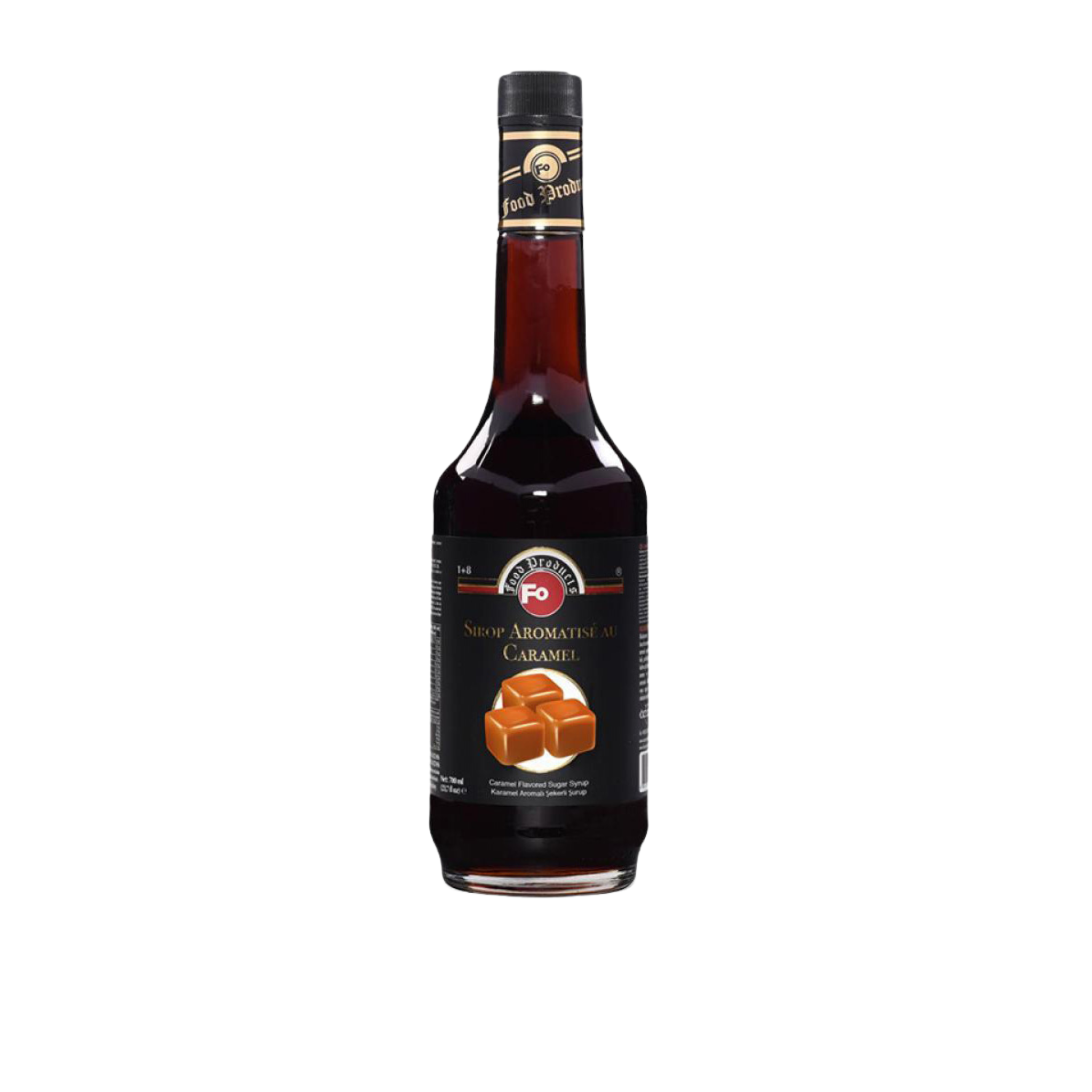 Fo Caramel Syrup – 700 ml bottle of rich and buttery caramel-flavoured syrup; ideal for flavouring coffees, lattes, milkshakes, and desserts in cafés, restaurants, and wholesale menus