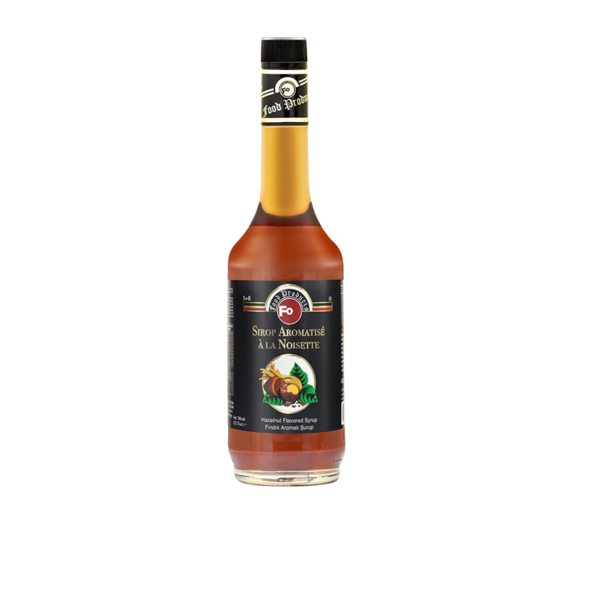 Fo Hazelnut Syrup – 700 ml bottle of rich and nutty hazelnut-flavoured syrup; perfect for enhancing coffees, lattes, mochas, and desserts in cafés, restaurants, and wholesale beverage menus