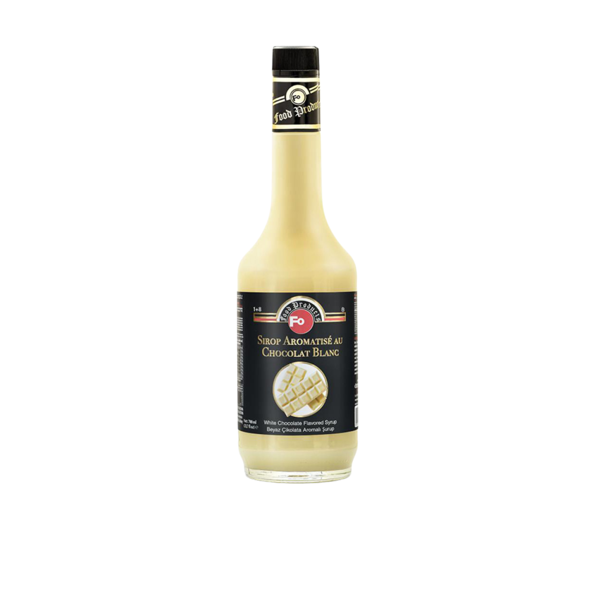 Fo White Chocolate Syrup – 700 ml bottle of smooth and creamy white chocolate-flavoured syrup; ideal for flavouring lattes, hot chocolates, milkshakes, and desserts in cafés, restaurants, and wholesale menus
