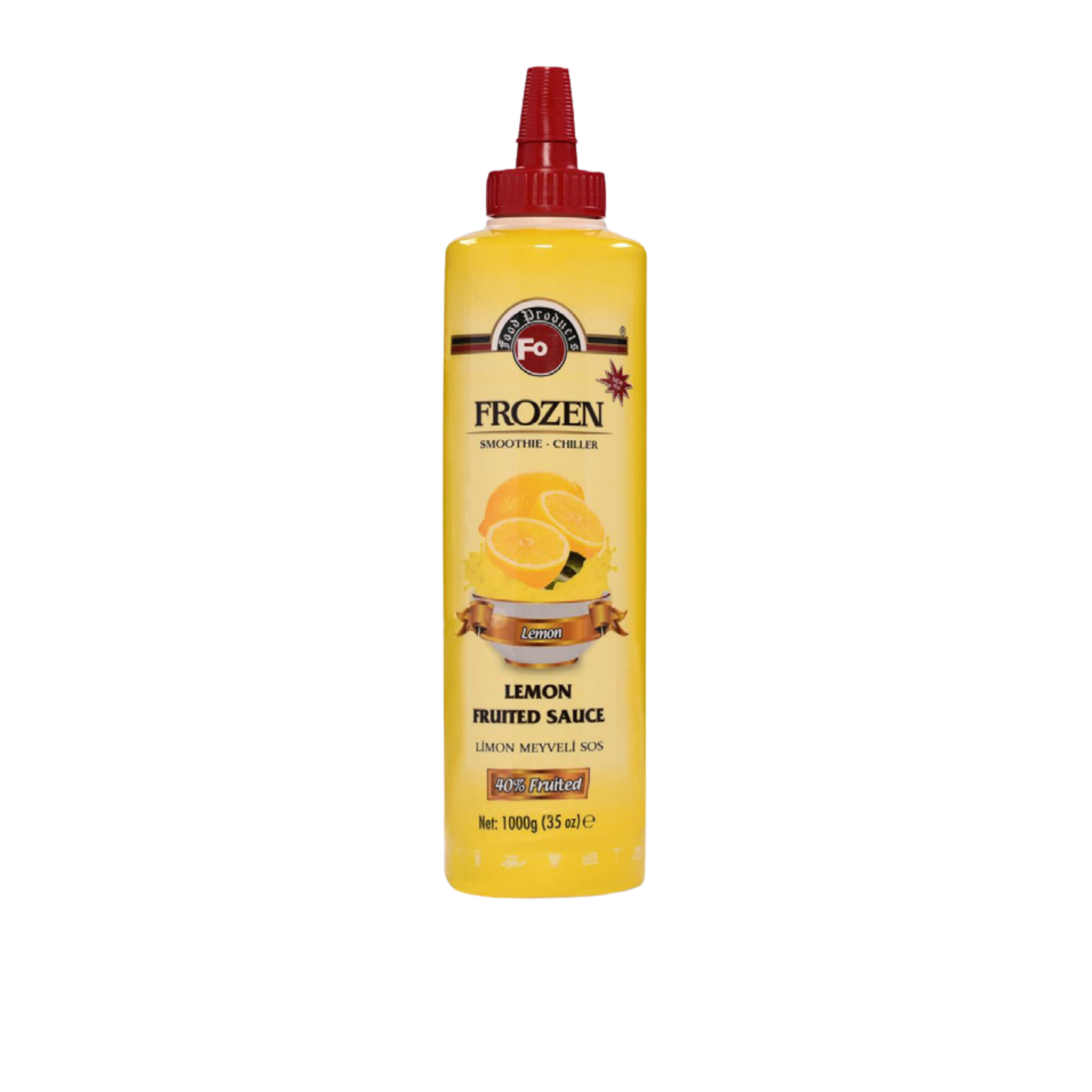 Fo Lemon Fruited Sauce – 700 ml bottle of zesty and refreshing lemon-flavoured sauce made with real fruit; perfect for topping desserts, cheesecakes, pancakes, and beverages in cafés, restaurants, and wholesale menus