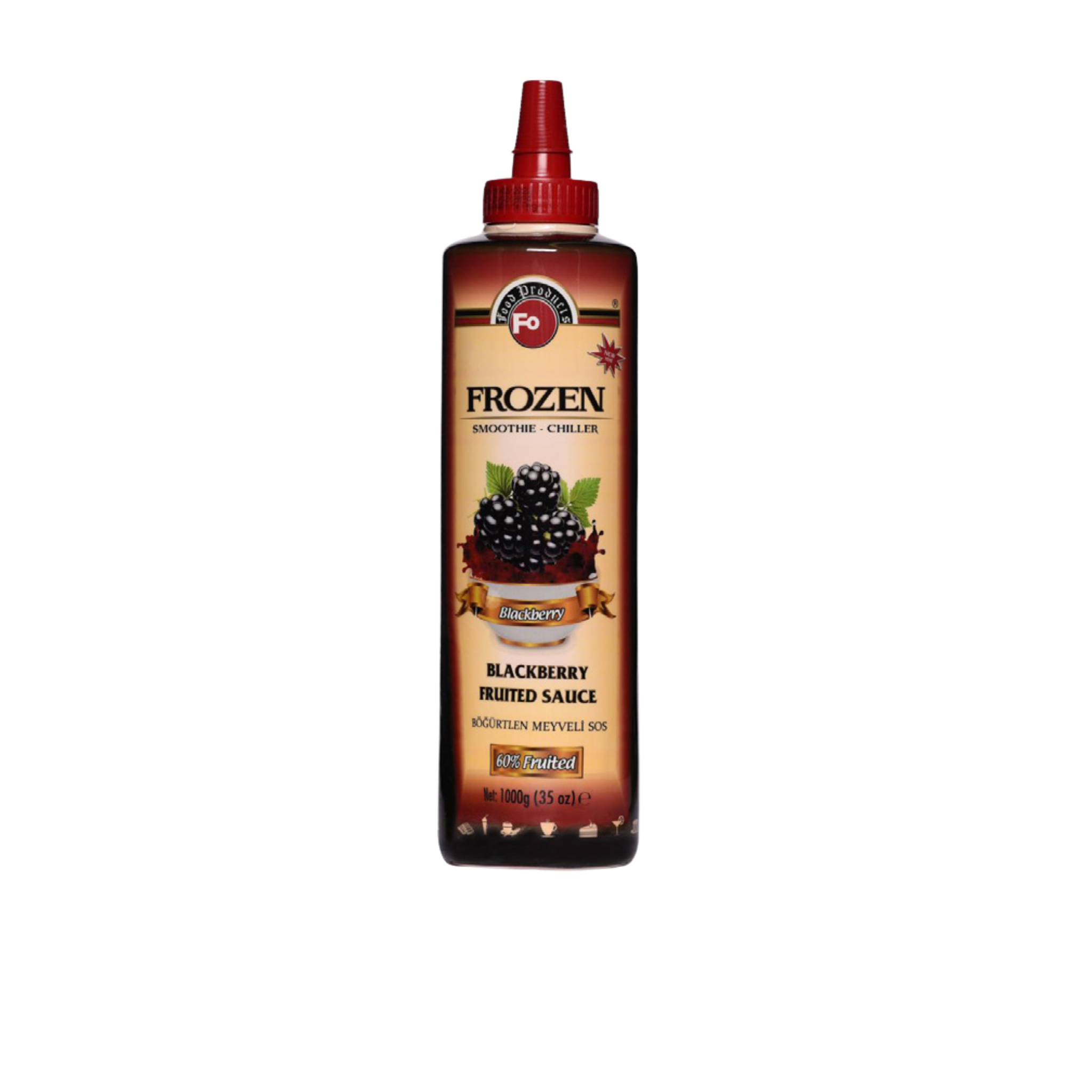 Fo Blackberry Fruited Sauce – 700 ml bottle of tangy and fruity blackberry sauce made with real fruit; ideal for topping desserts, pancakes, ice creams, and beverages in cafés, restaurants, and wholesale service