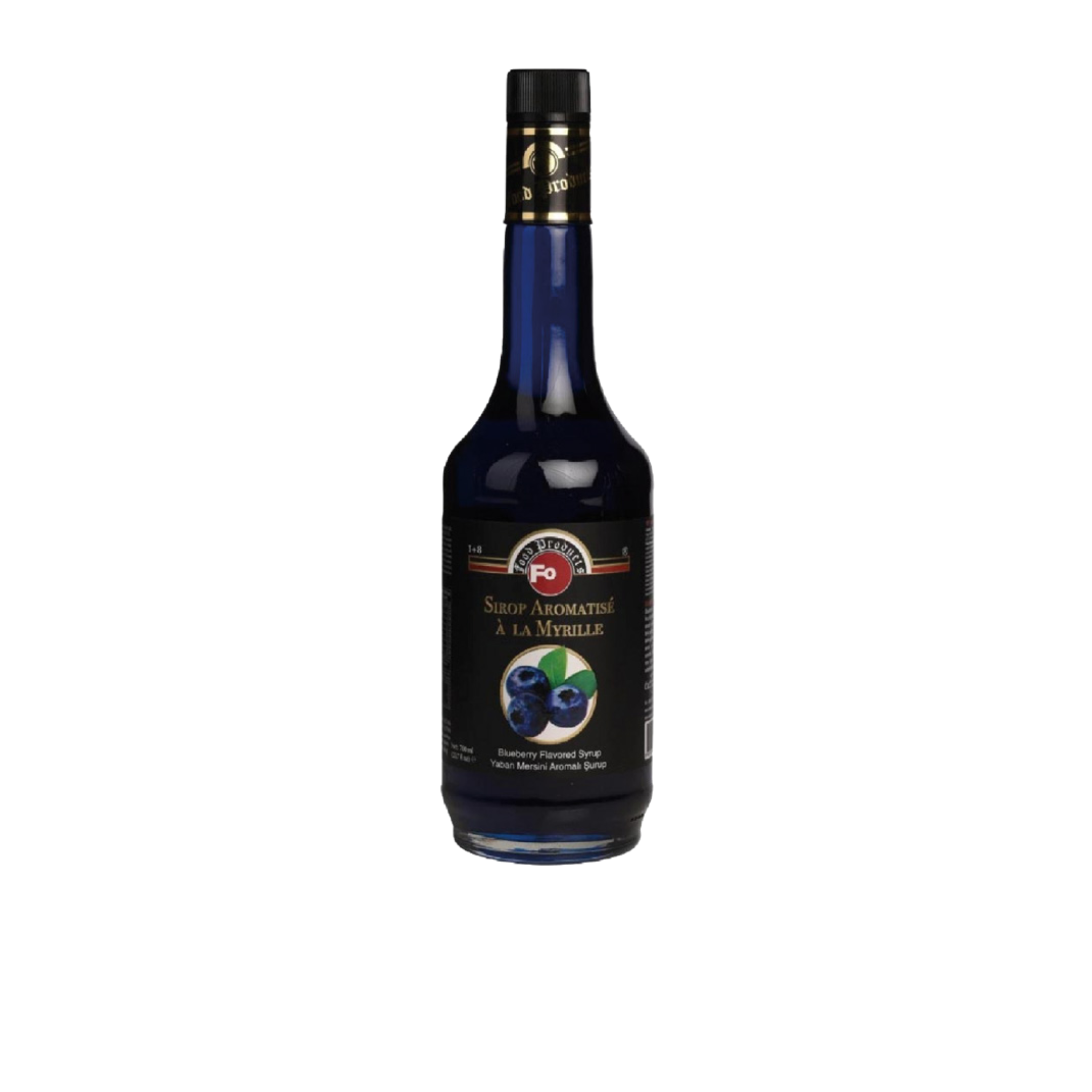 Fo Blueberry Syrup – 700 ml bottle of sweet and tangy blueberry-flavoured syrup; ideal for flavouring iced teas, lemonades, cocktails, and desserts in cafés, restaurants, and wholesale menus