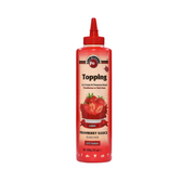 Fo Strawberry Topping Sauce – 700 ml bottle of sweet and fruity strawberry sauce; perfect for topping desserts, pancakes, waffles, ice cream, and beverages in cafés, restaurants, and wholesale food service