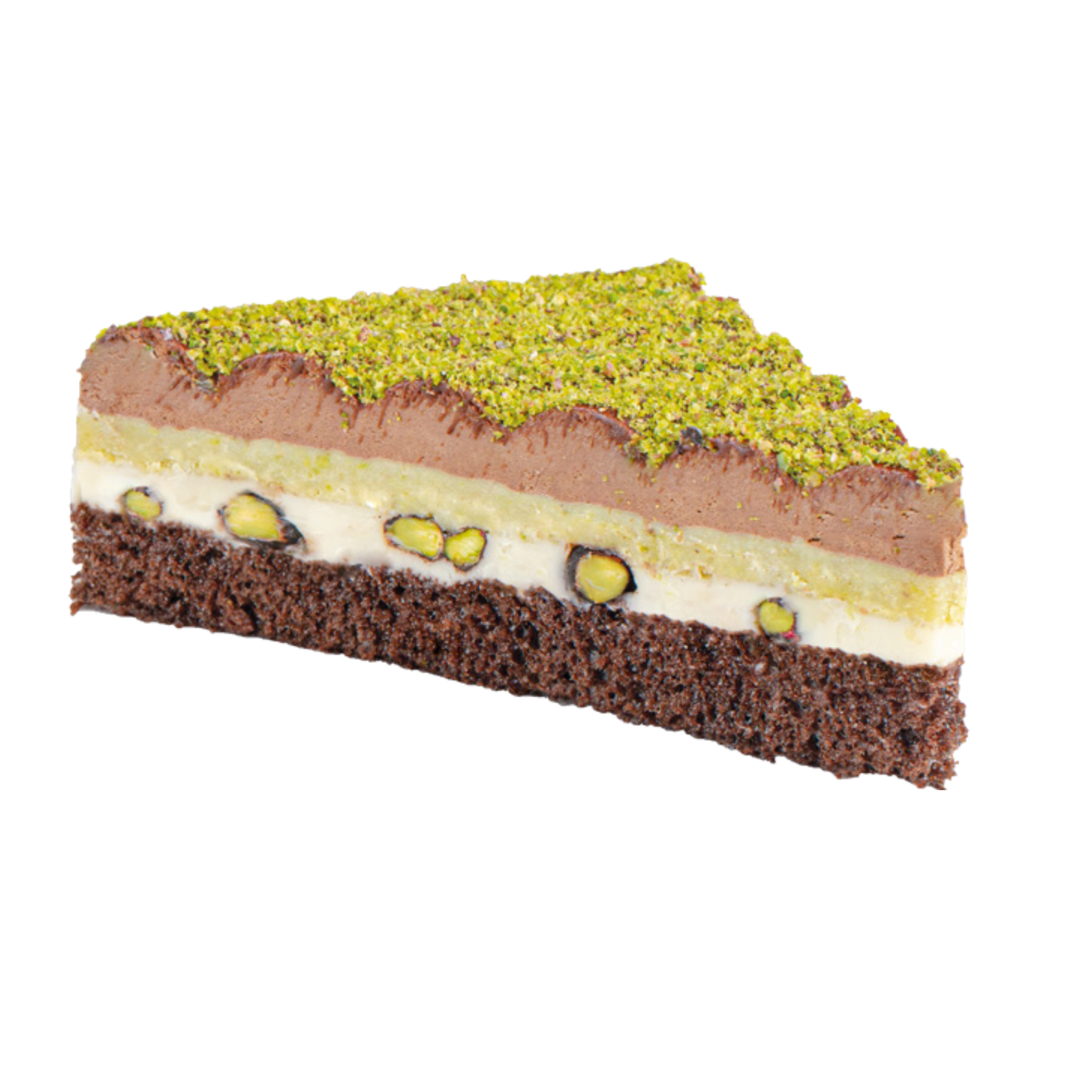 Chocolate Pistachio Dream – 12-slice wholesale dessert for cafés, bakeries, and restaurants.