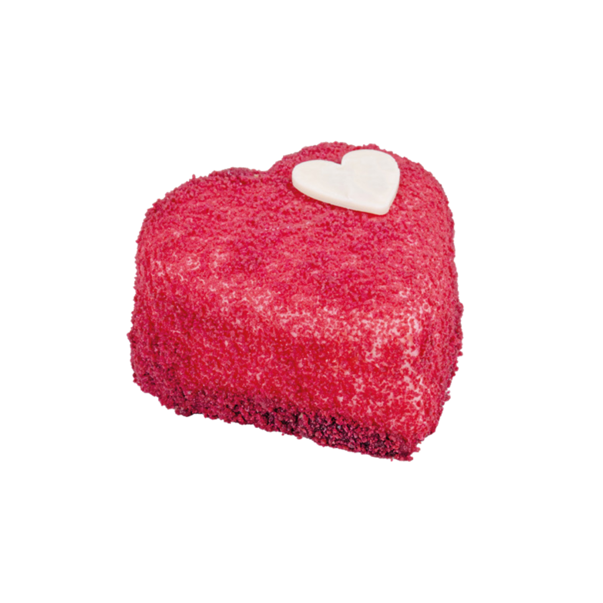 Red Heart Cake Mono – 6-slice heart-shaped red velvet dessert with cream cheese frosting, ideal for wholesale to cafés, bakeries, and restaurants