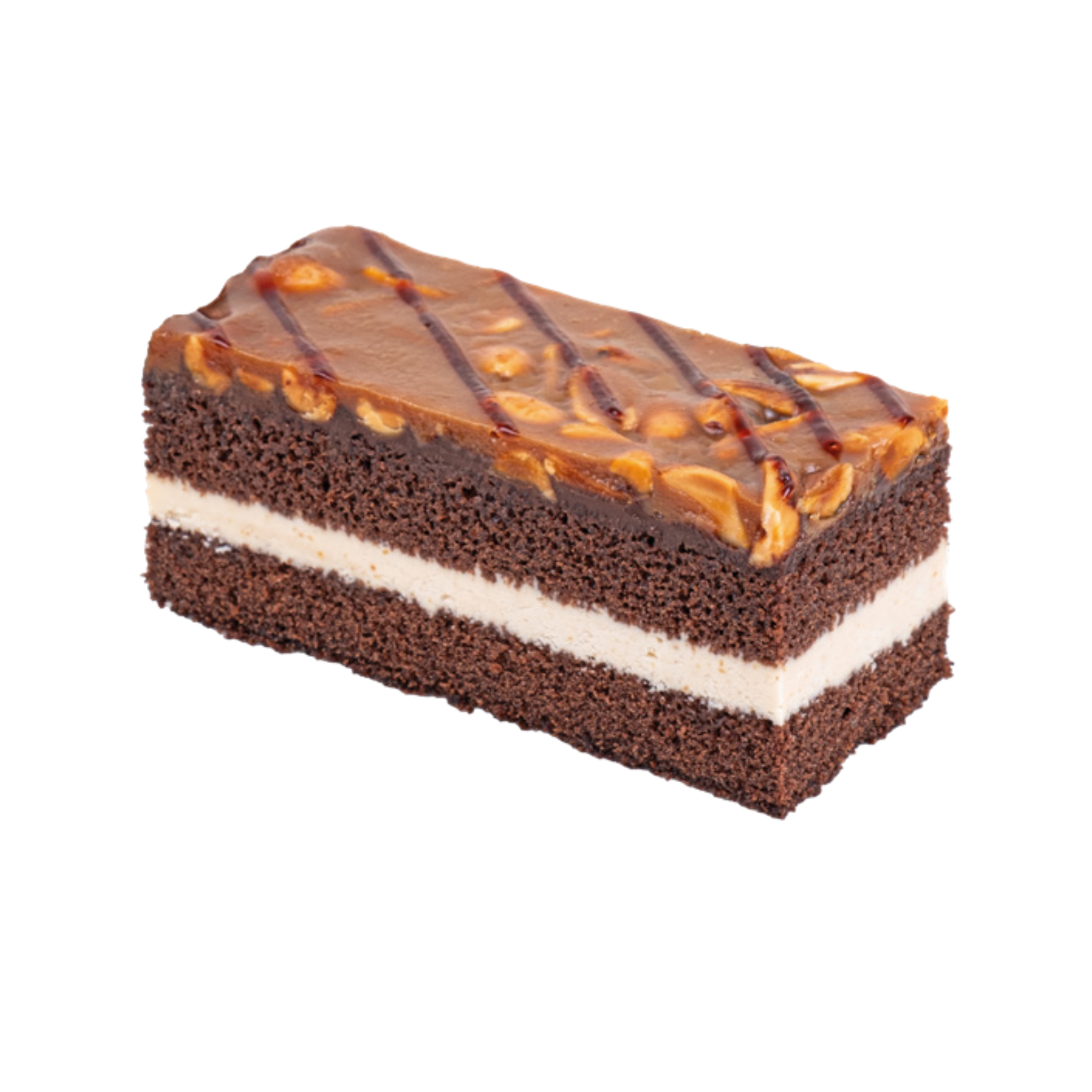 Peanut Caramel Cake – 10-slice rich and nutty dessert layered with caramel and peanuts, perfect wholesale treat for cafés, bakeries, and restaurants