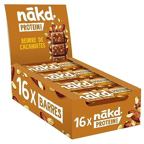 Nakd Peanut Butter Protein Bars – 16 × 35 g natural snack bars with creamy peanut butter and plant protein; ideal for wholesale to cafés, retailers, and gyms