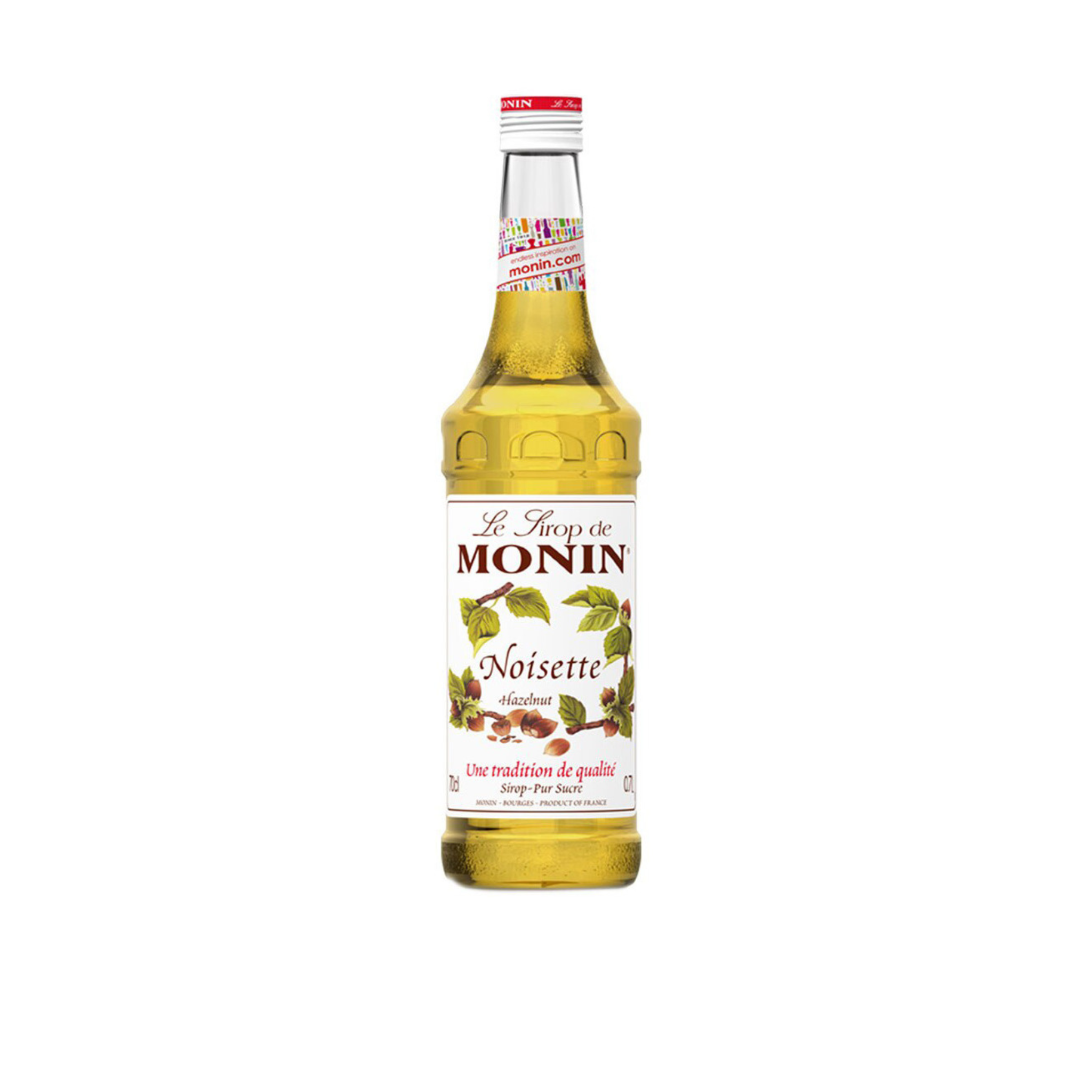 Monin Hazelnut Syrup – 70 ml mini bottle of rich and nutty hazelnut-flavoured syrup; ideal for enhancing coffees, lattes, desserts, and speciality drinks in cafés, bars, and wholesale beverage service