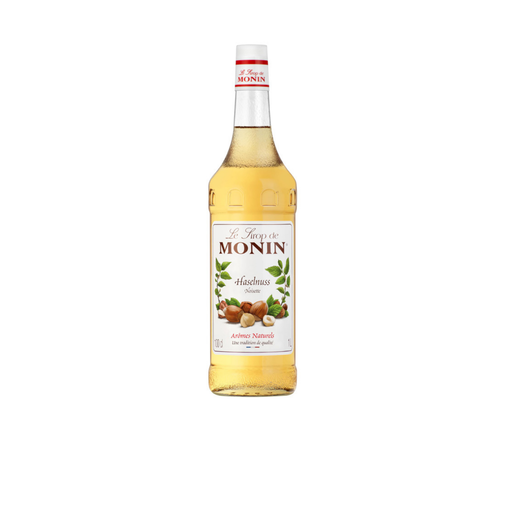 Monin Nut Free Hazelnut Syrup – 1 L bottle of classic hazelnut flavour without nuts; ideal for allergen-safe flavouring of coffees, lattes, and desserts in cafés, restaurants, and wholesale beverage menus