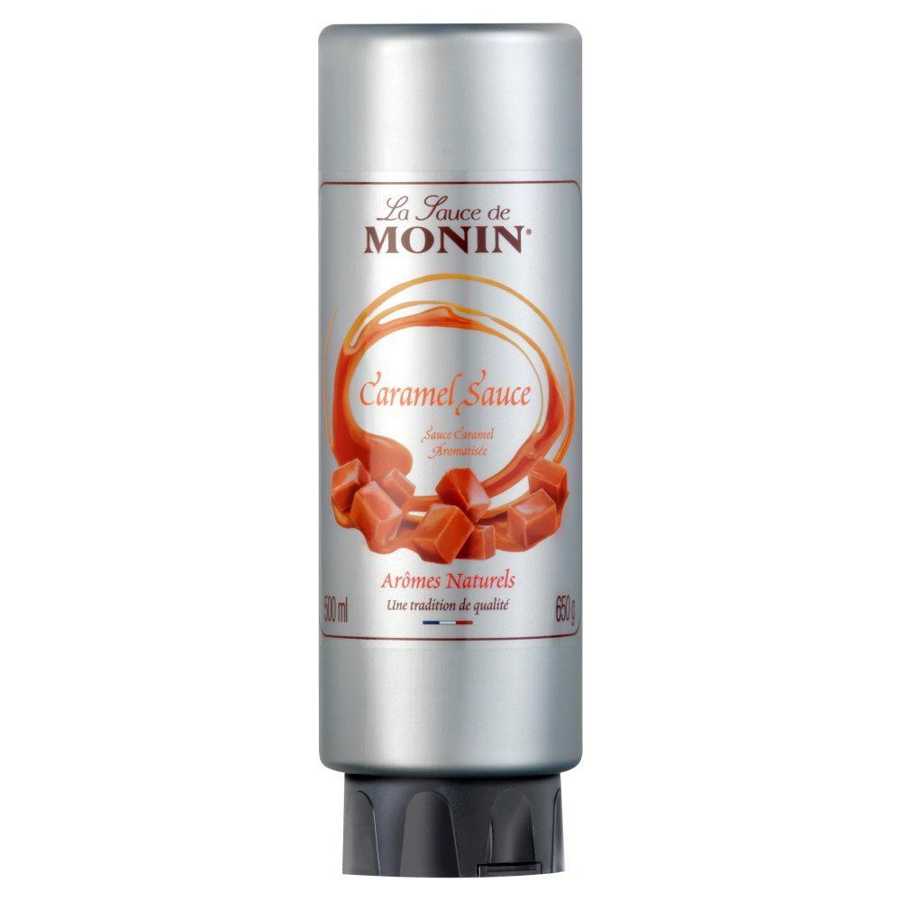 Monin Caramel Sauce – 500 ml creamy caramel drizzle, ideal for topping desserts, coffees, milkshakes, and pastries; perfect wholesale supply for cafés, bakeries, juice bars, and restaurants