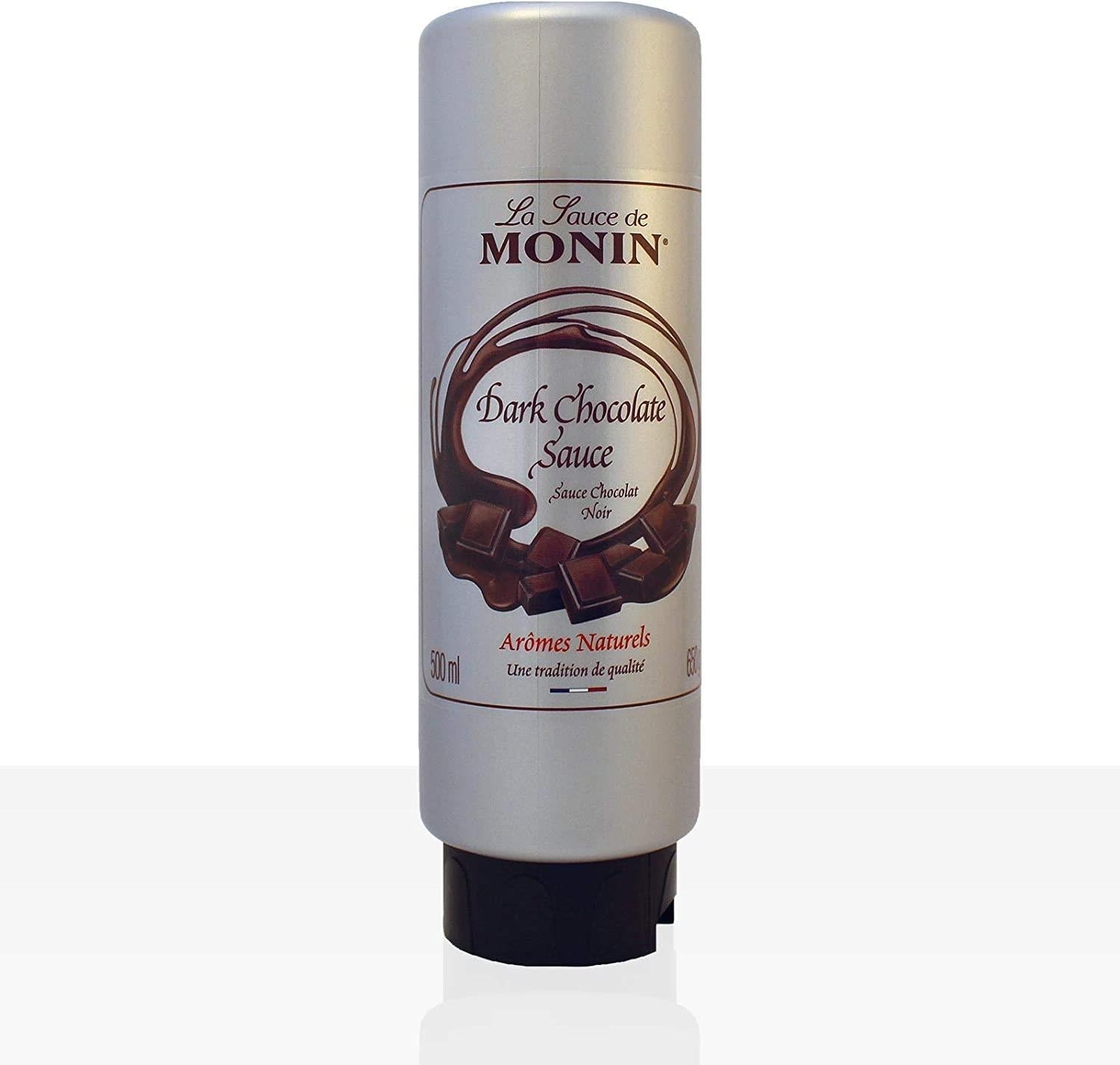Monin Chocolate Sauce – 500 ml rich and velvety chocolate drizzle, perfect for enhancing desserts, coffees, frappés, milkshakes, and pastries; ideal for wholesale supply to cafés, bakeries, juice bars, and restaurants