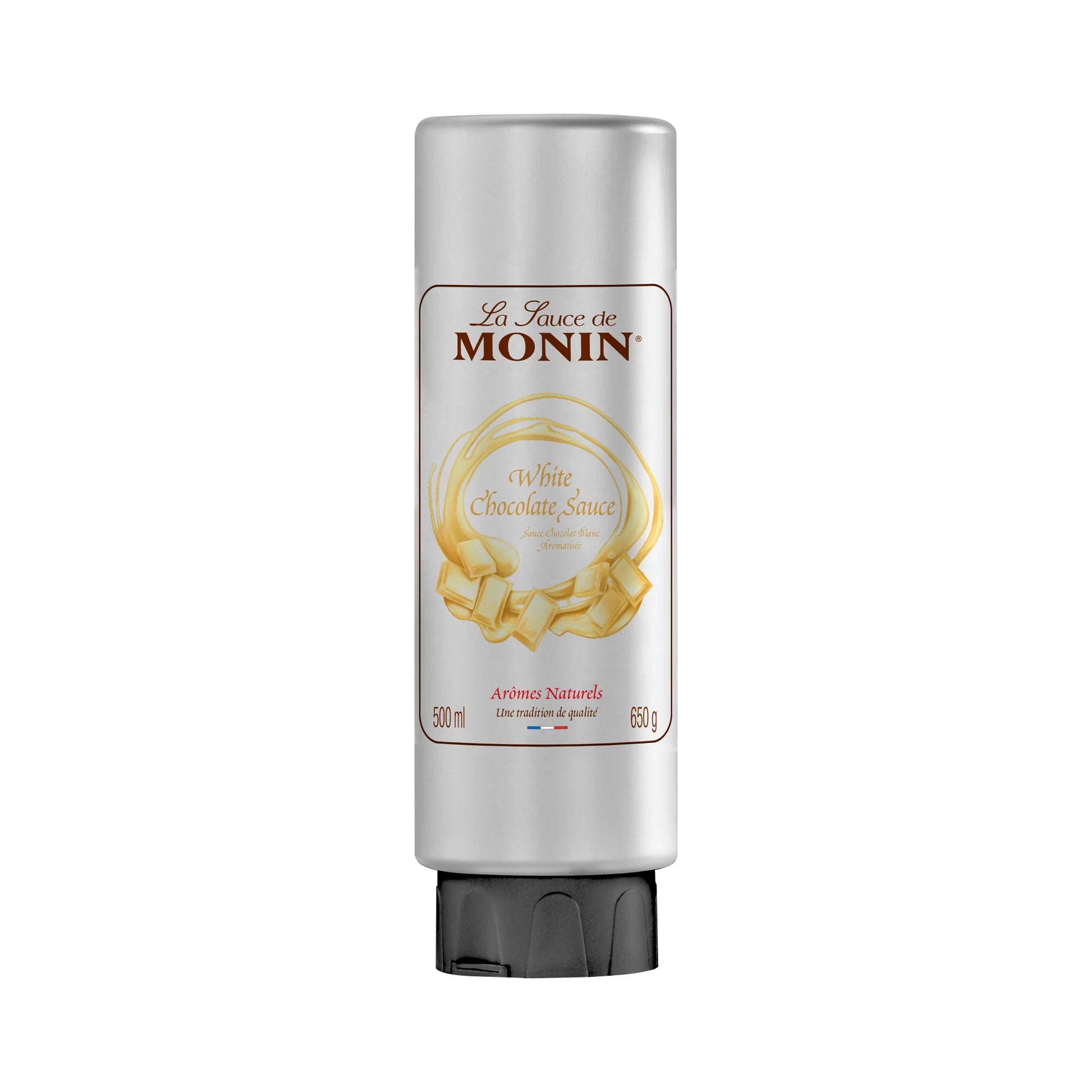 Monin White Chocolate Sauce – 500 ml premium gourmet sauce with creamy, buttery white chocolate flavor; ideal for drizzling over desserts, coffees, milkshakes, and pastries; perfect wholesale supply for cafés, bakeries, juice bars, and restaurants
