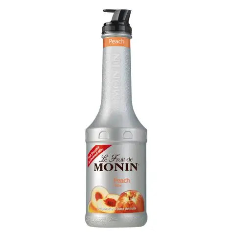 Monin Peach Purée – 1 L luscious and fruity peach purée, ideal for crafting vibrant smoothies, cocktails, frappés, milkshakes, and dessert sauces; perfect wholesale supply for cafés, juice bars, and restaurants