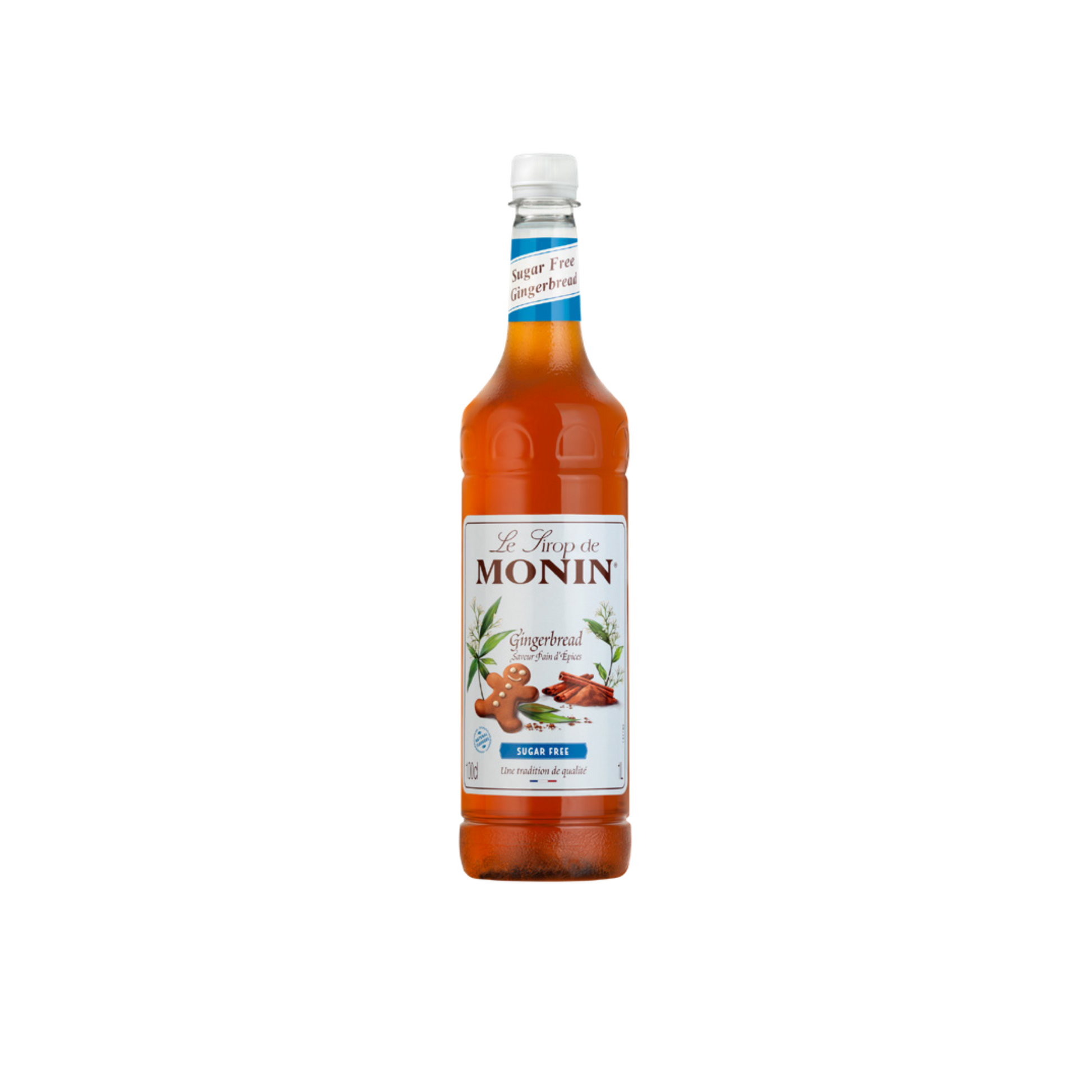Monin Gingerbread Sugar Free Syrup – 1 L bottle of spiced gingerbread-flavoured syrup with no added sugar; perfect for festive lattes, seasonal drinks, and low-calorie café offerings in wholesale beverage menus