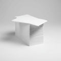 Stack of white paper on a white background