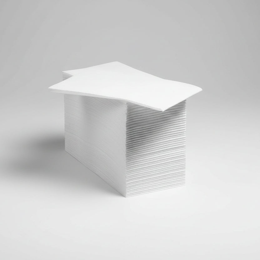 Stack of white paper on a white background