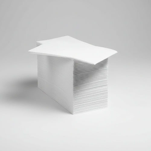 Stack of white paper on a white background