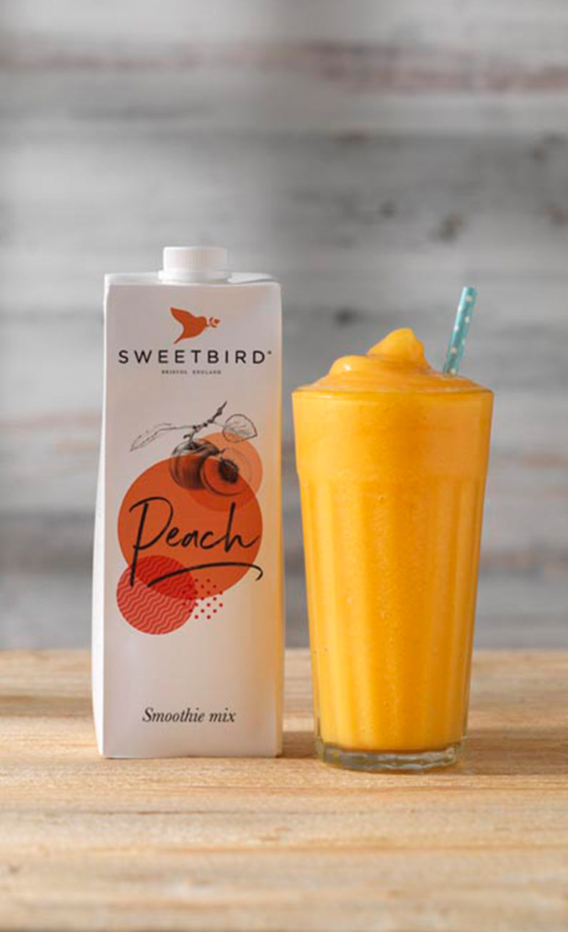 Sweetbird Peach Smoothie – 1L smooth and fruity peach blend, ideal for refreshing drinks and wholesale supply to cafés, juice bars, and restaurants