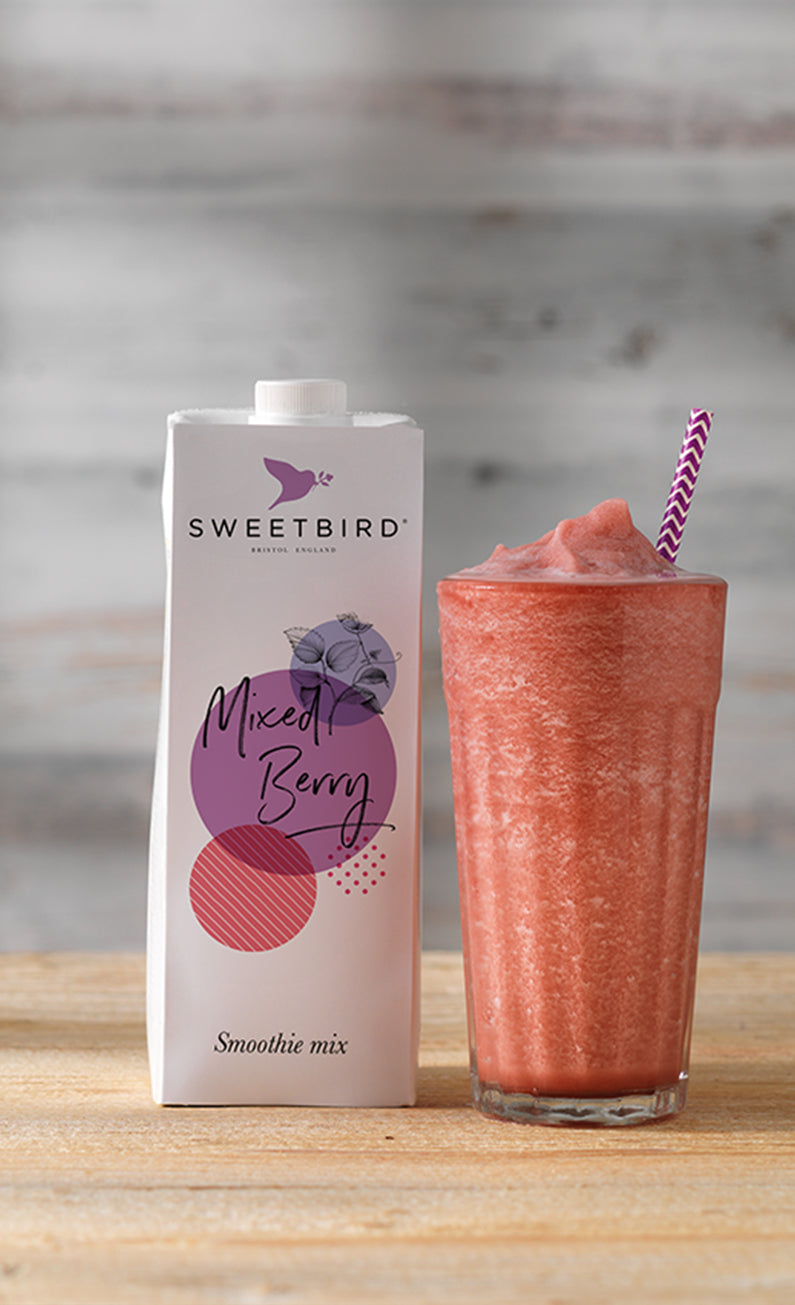 Sweetbird Mixed Berry Smoothie – 1L blend of strawberries, raspberries, and blueberries, perfect for vibrant drinks and wholesale supply to cafés, juice bars, and restaurants