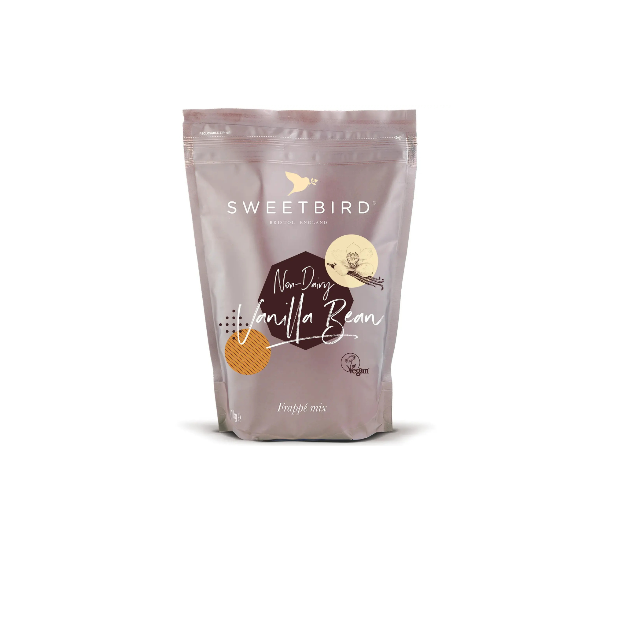 Sweetbird Vanilla Non-Dairy Frappe – 1.9 L plant-based vanilla frappé mix, creamy and smooth without dairy; perfect for vegan-friendly menus in cafés, coffee shops, and wholesale beverage offerings