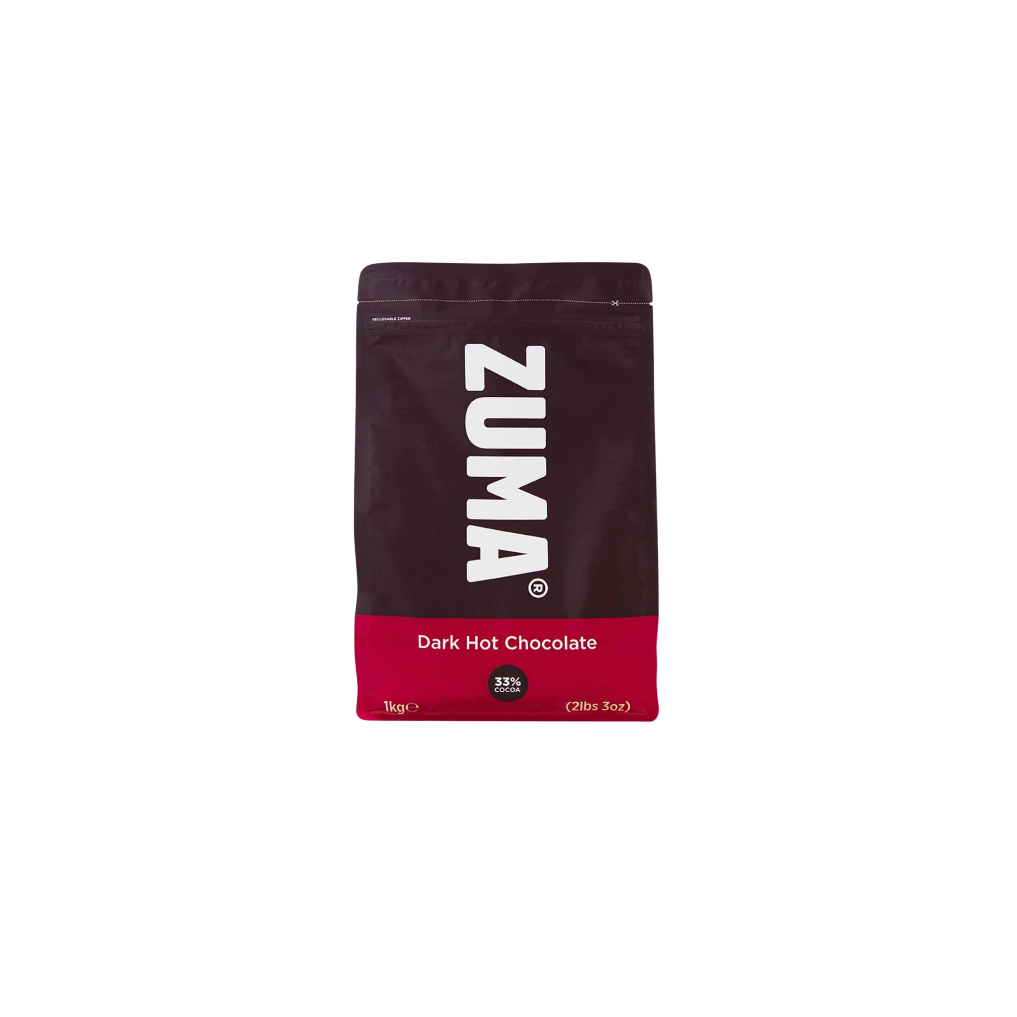 Zuma Dark Hot Chocolate Powder – 1 kg (33% West African cocoa), vegan-friendly gourmet beverage mix ideal for crafting rich, European-style hot chocolates; perfect wholesale supply for cafés, coffee shops, and restaurants