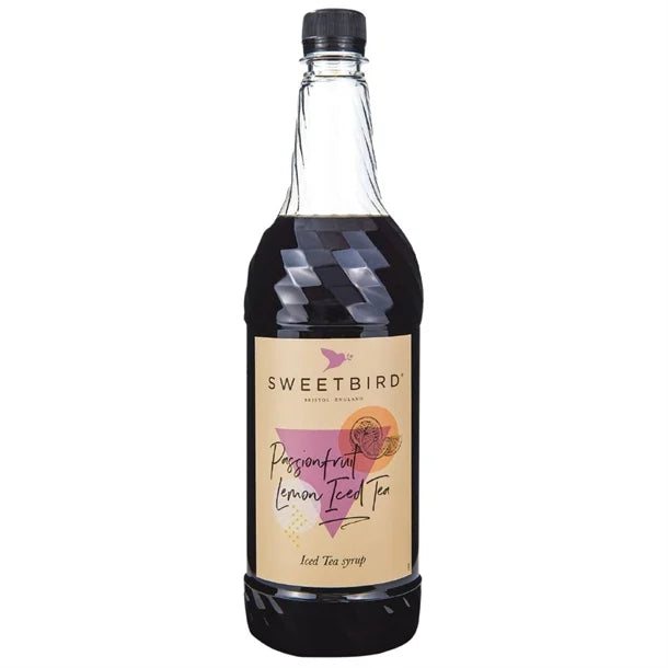Sweetbird Passionfruit & Lemon Iced Tea Syrup – 1L tropical and citrusy syrup blend, ideal for refreshing iced teas and wholesale supply to cafés, juice bars, and restaurants