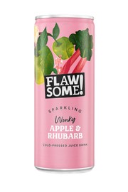 Flawsome Rhubarb Apple Juice – 24 × 250 ml cold-pressed juice with crisp apple and tangy rhubarb flavor; ideal for wholesale to cafés, juice bars, and retailers