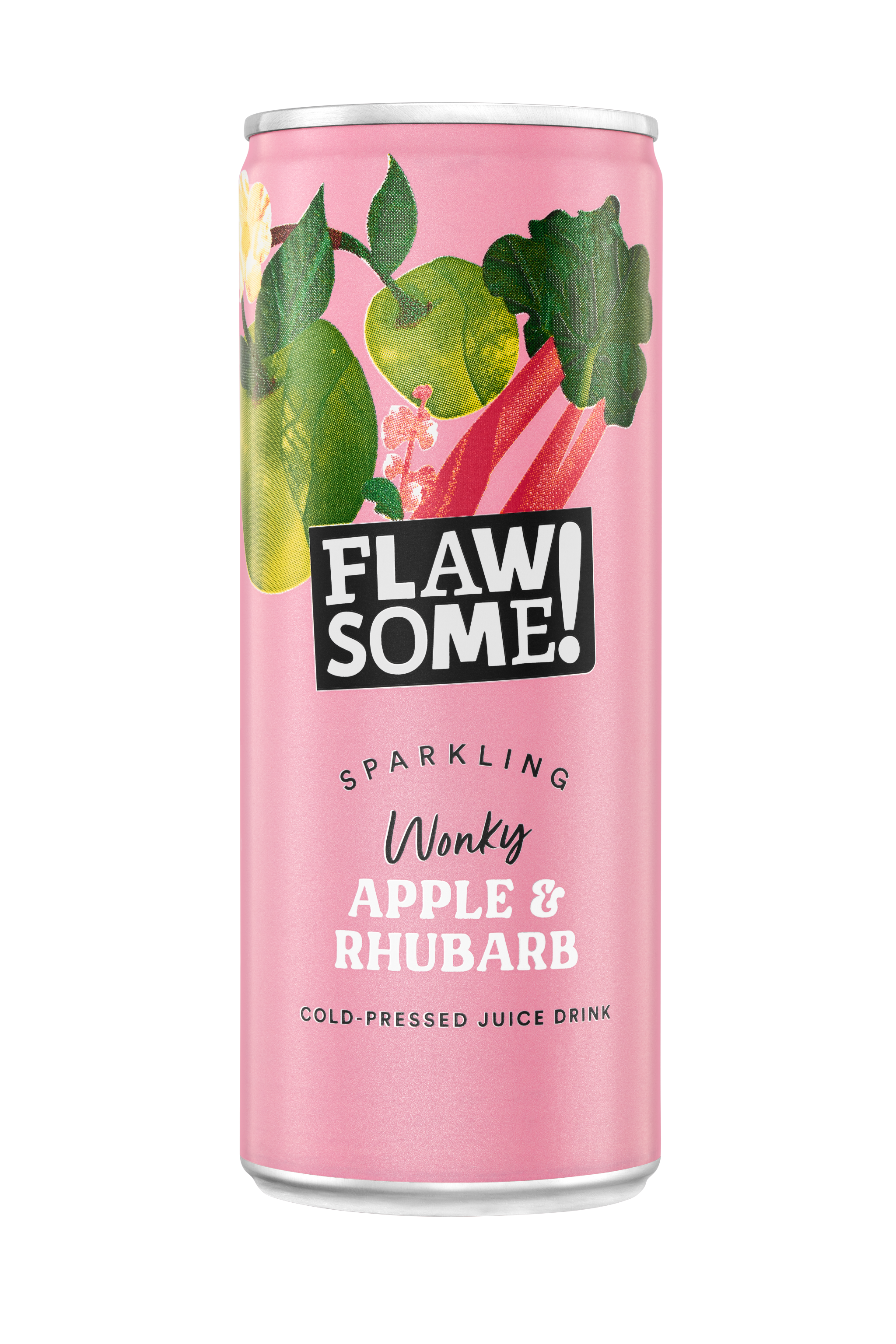 Flawsome Rhubarb Apple Juice – 24 × 250 ml cold-pressed juice with crisp apple and tangy rhubarb flavor; ideal for wholesale to cafés, juice bars, and retailers