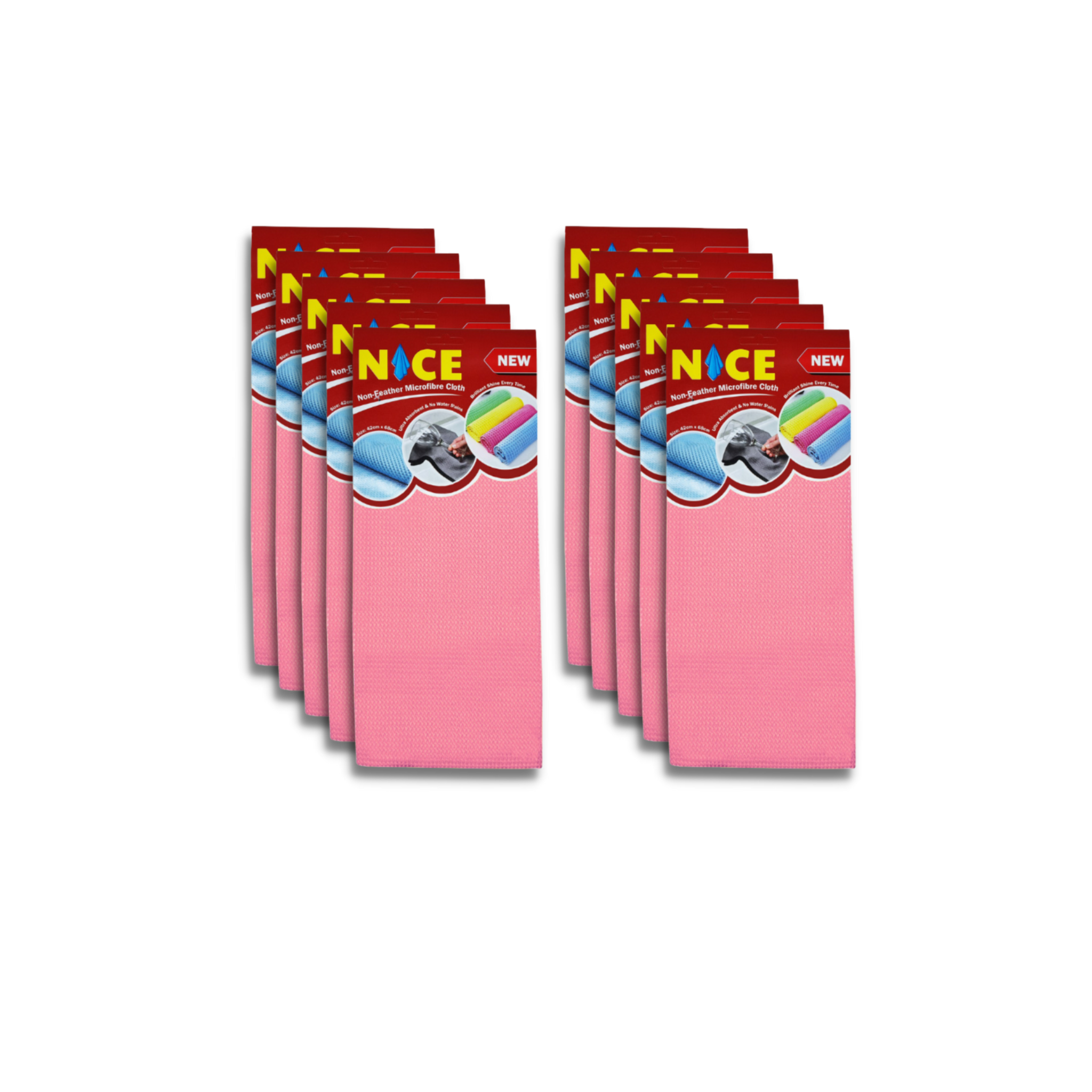 Nice Tea Towel Pink – pack of 10 soft and absorbent pink tea towels, ideal for everyday use in cafés, restaurants, commercial kitchens, and wholesale hospitality settings