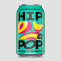 Can of Hip Pop Tropical Peach soda on a pink background