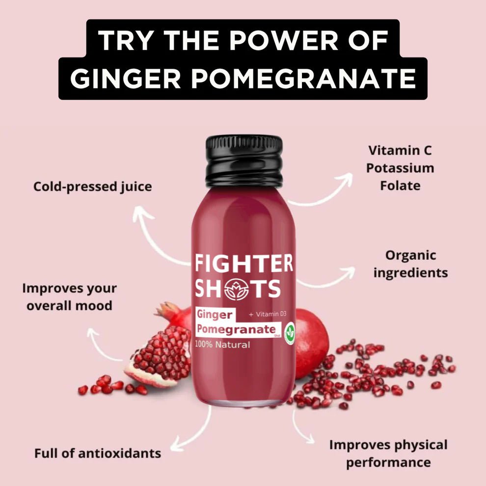 Fighter Shots Ginger + Pomegranate Shot + Vitamin D - NICE WHOLESALE